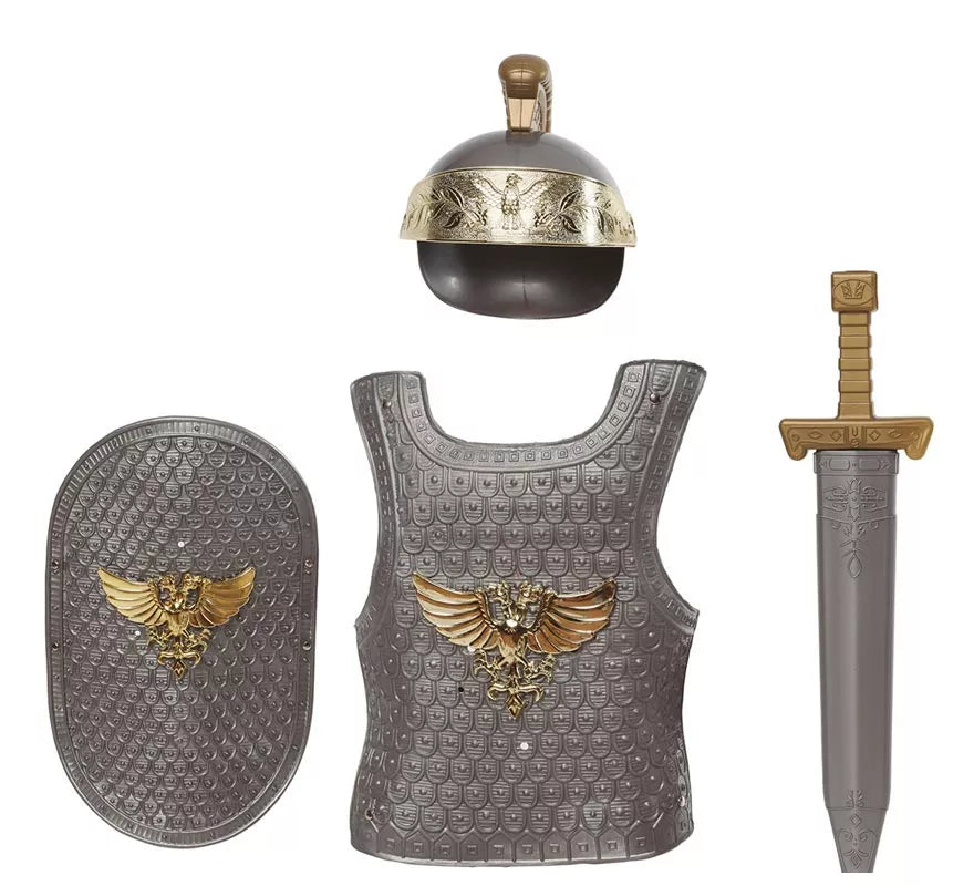 Kit Romano: Casco, armadura, espada y escudo