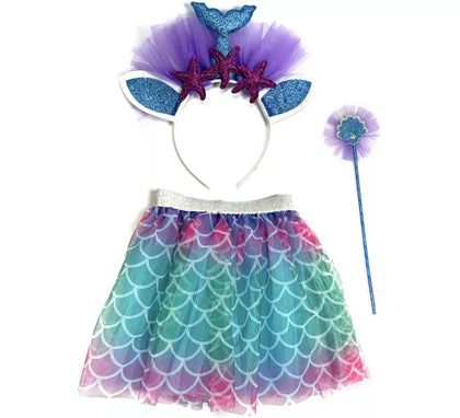 Kit Sirenita Infantil: Tutú, Varita y Diadema