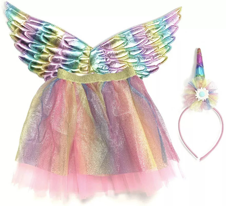 Translation missing: en.Kit Unicornio Multicolor Infantil: Tutú, Alas y Diadema
