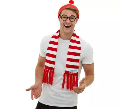 Kit de ¿Dónde está Wally?: Gorro, Bufanda de punto y Gafas