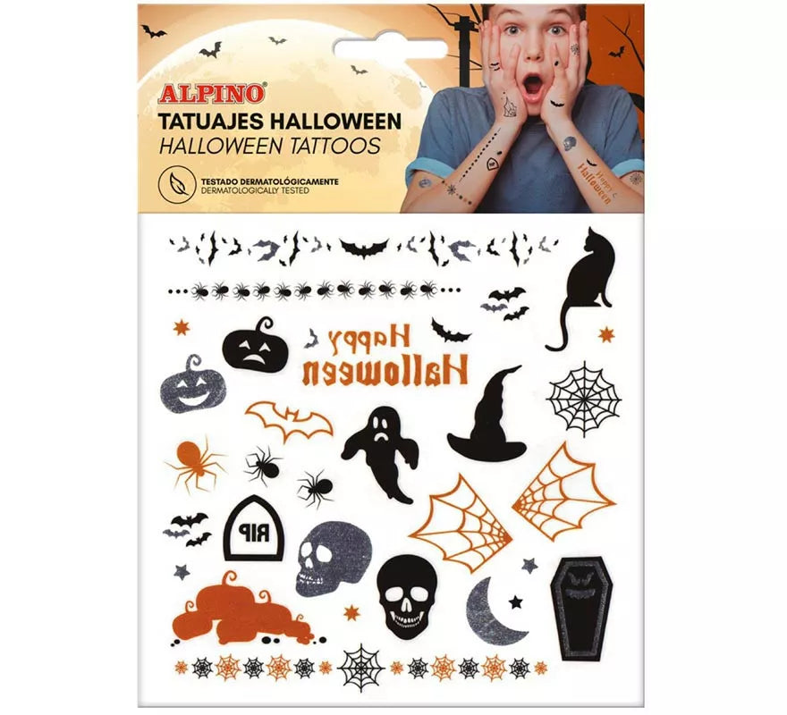 Translation missing: en.Lámina de Tatuajes Temporales de Halloween en diseños surtidos