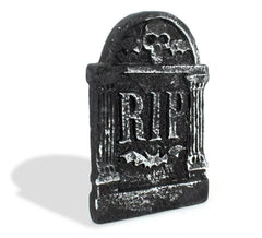 RIP foam skull tombstone 17x28 cm
