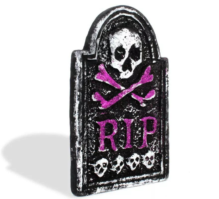 Translation missing: en.Lápida Calavera RIP púrpura de foam de 17x28 cm