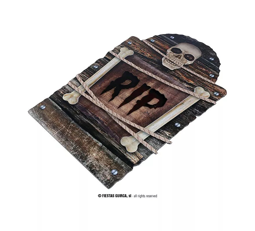 "Lápida Cementerio Calavera ""RIP"" plástico de 56 cm"
