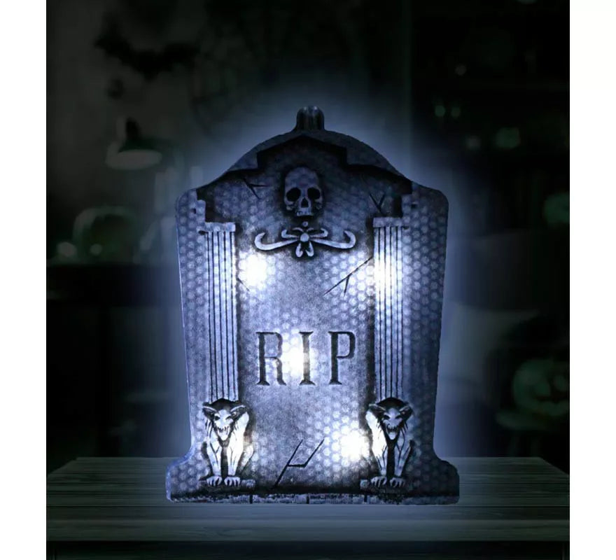 Translation missing: en.Lápida RIP Calavera con luz de 9,5x13 cm