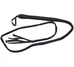 Black leather whip