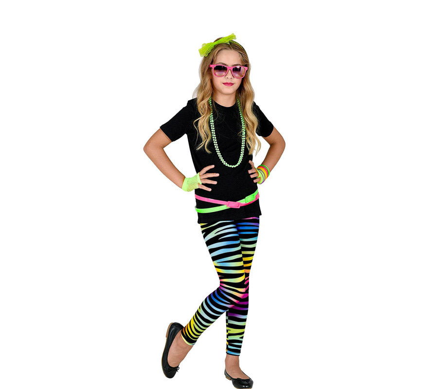Leggings Neón Multicolor Animal Print Años 80 Infantiles