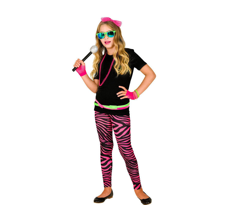 Leggings Neón Rosa Animal Print Años 80 Infantiles