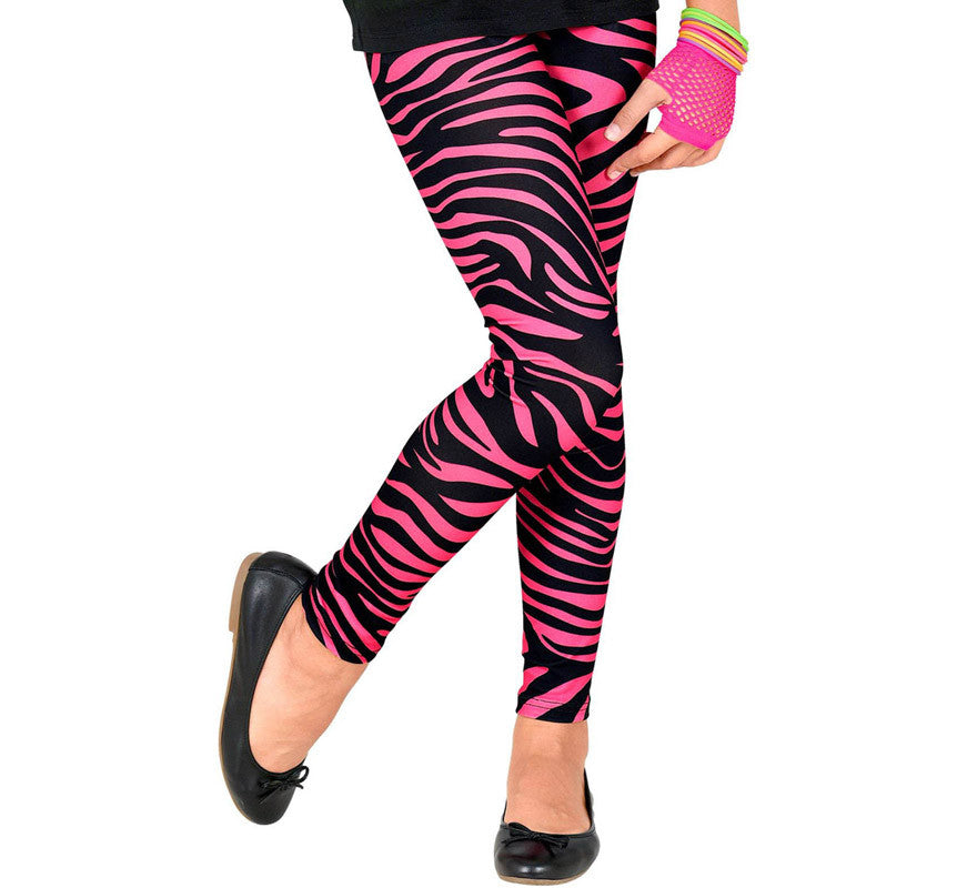 Leggings Neón Rosa Animal Print Años 80 Infantiles