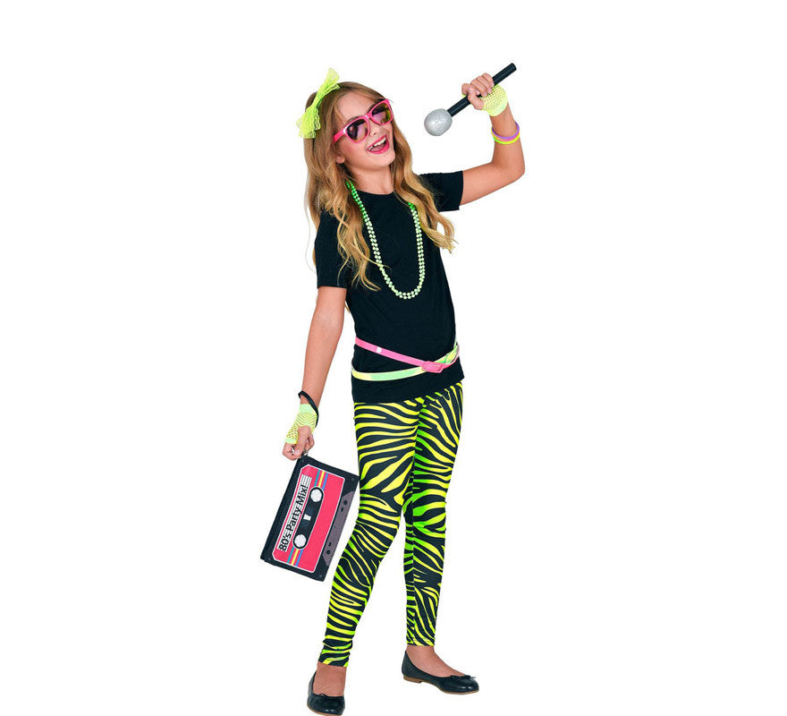 Leggings Neón Verde Animal Print Años 80 Infantiles