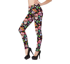 Catrina leggings with multicolored skulls