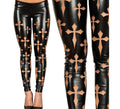 Leggins Cruces negros Símil Piel para mujer