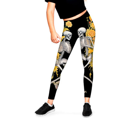 Leggins de Esqueletos con Flores para niña