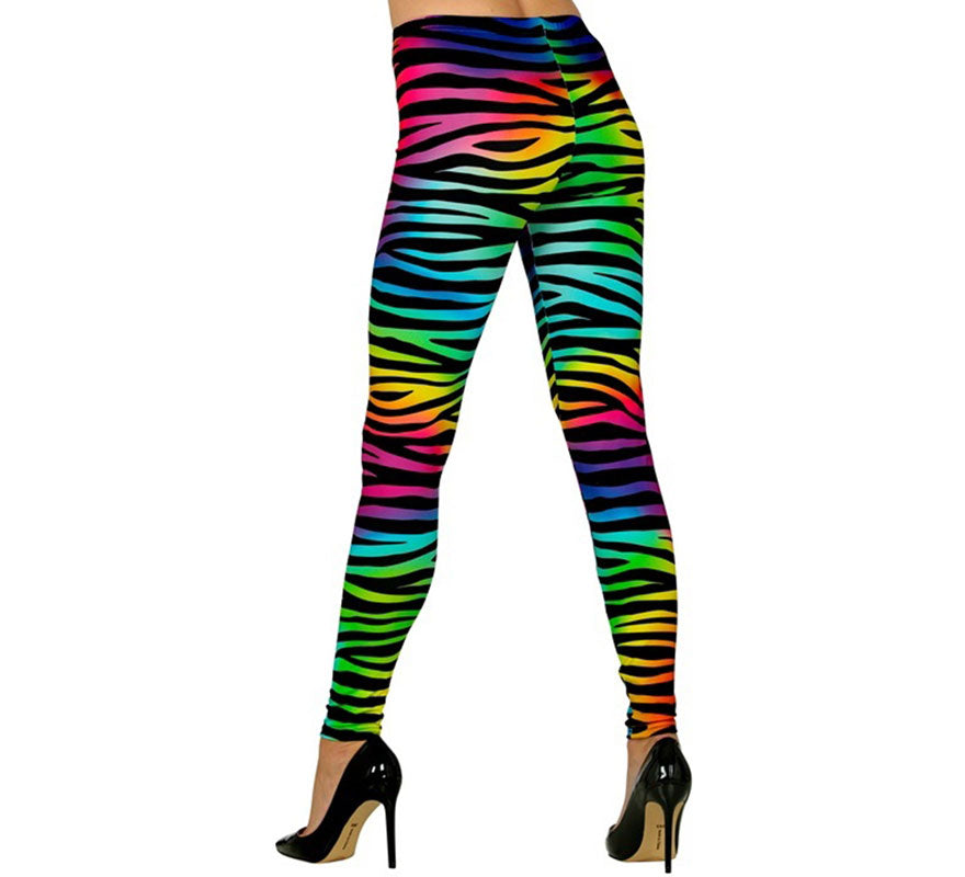 Leggins estampado Leopardo Neón multicolor Años 80