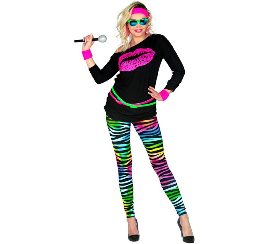 Leggins estampado Leopardo Neón multicolor Años 80