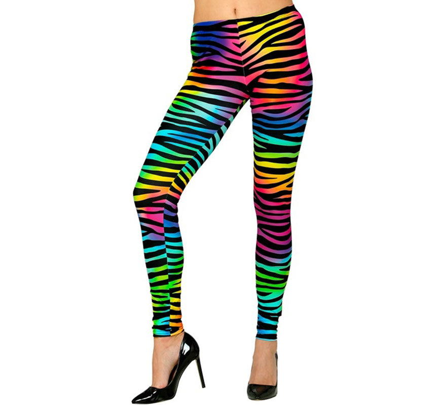 Leggins estampado Leopardo Neón multicolor Años 80