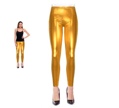 Gold metallic leggings for women