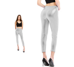 Silver Metallic Leggings for Women