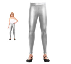 Girl's Silver Metallic Leggings