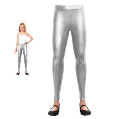 Leggins Metalizado plateado para niña