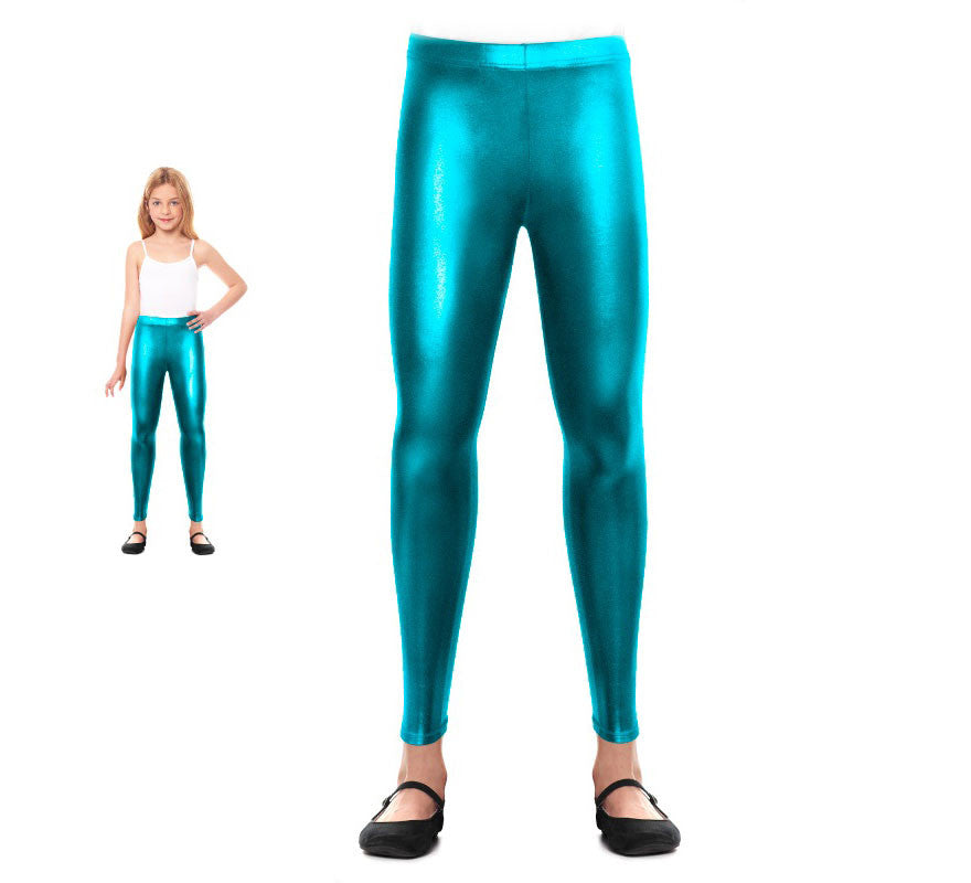 Leggins Metalizado turquesa para niña