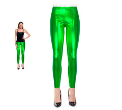 Green Metallic Leggings for Women
