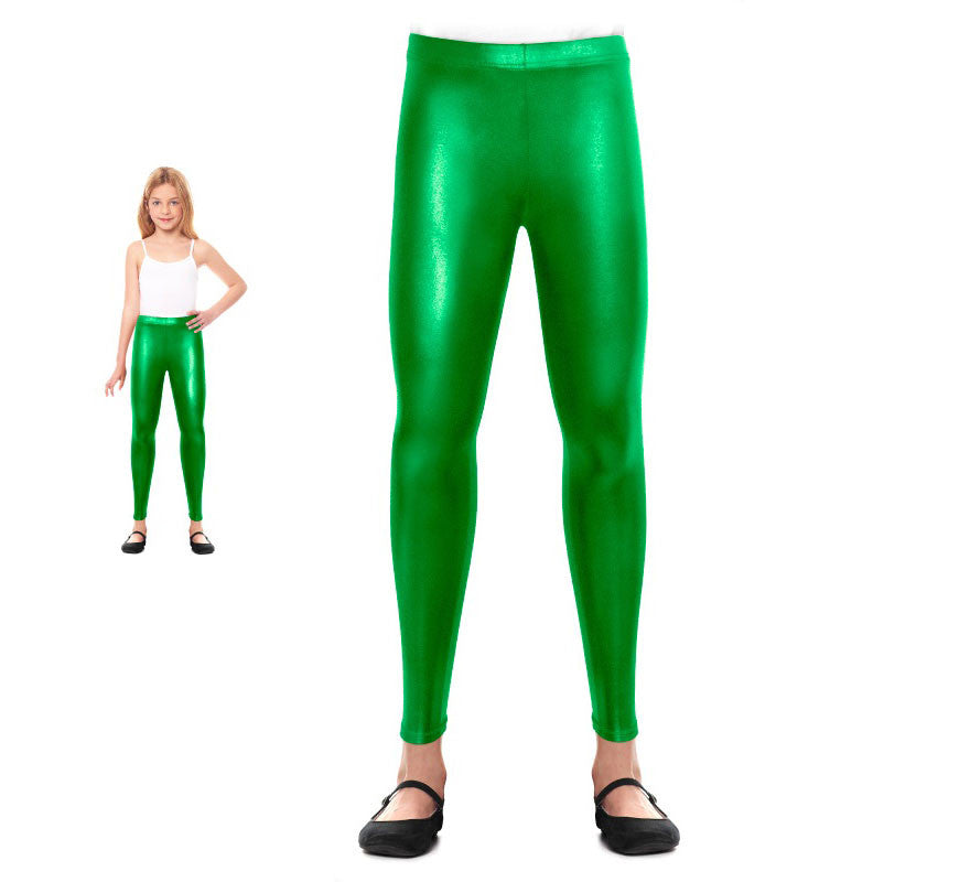 Translation missing: en.Leggins Metalizado verde para niña