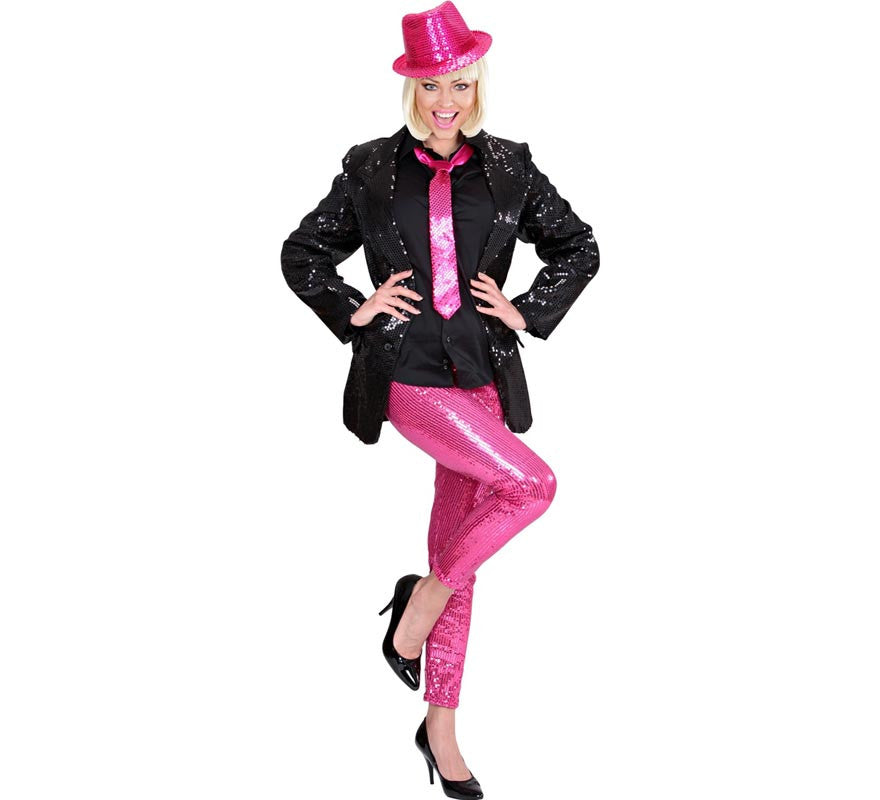 Leggins rosa con lentejuelas para mujer