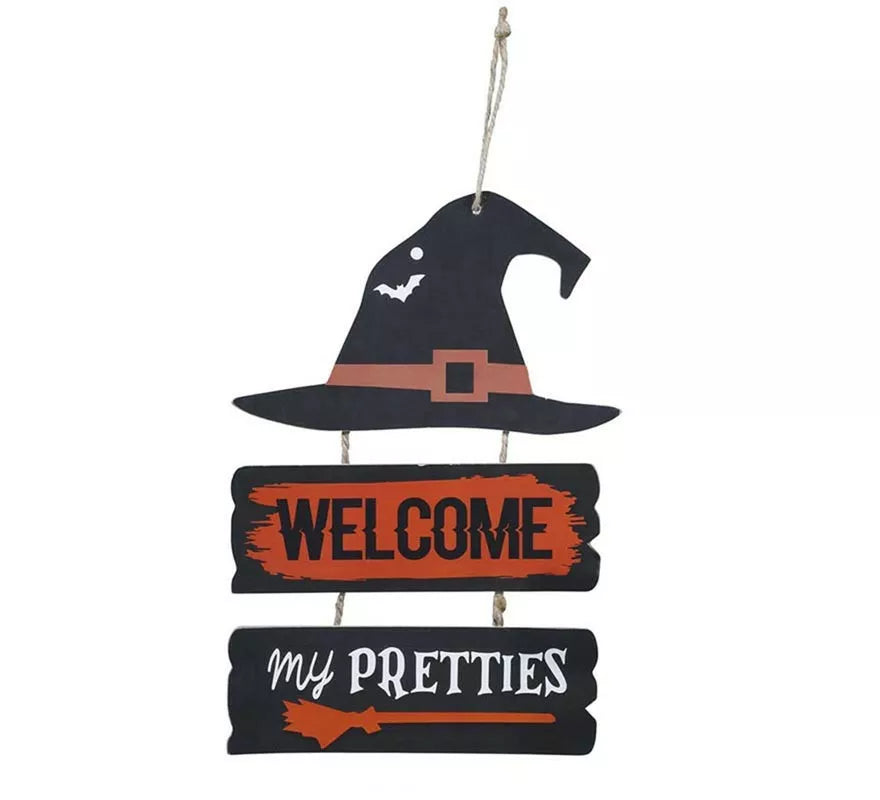 "Letrero Bruja ""Welcome"" de 32x21 cm"
