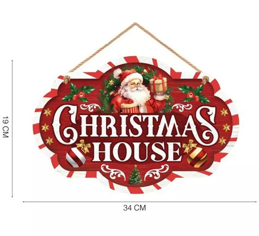 Letrero Christmas House rojo de 30x20 cm