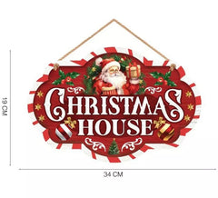 Red Christmas House Sign 30x20cm