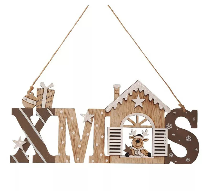 Letrero Colgante X Mas de Madera de 5X12 cms