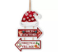 Letrero Gifts Factory y Christmas Village de 36x24 cm
