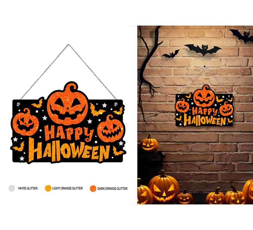 Translation missing: en.Letrero Happy Halloween Calabazas de 37x27 cm