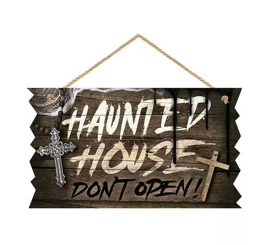 "Letrero ""Hounted House"" de madera de 35x20 cm "