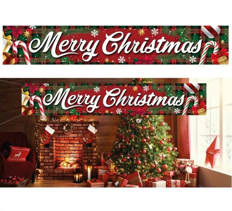Letrero Merry Christmas de tela de 290x50 cm