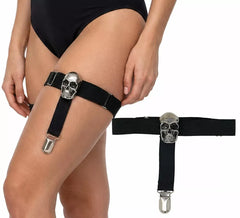 Elastic Garter Belt with Skull