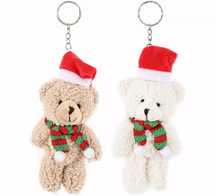 Assorted 10cm Christmas Teddy Bear Keychains