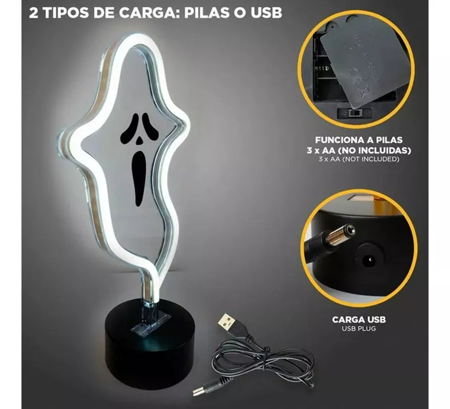 Luz neón de Fantasma con Soporte de 17x9x27 cm
