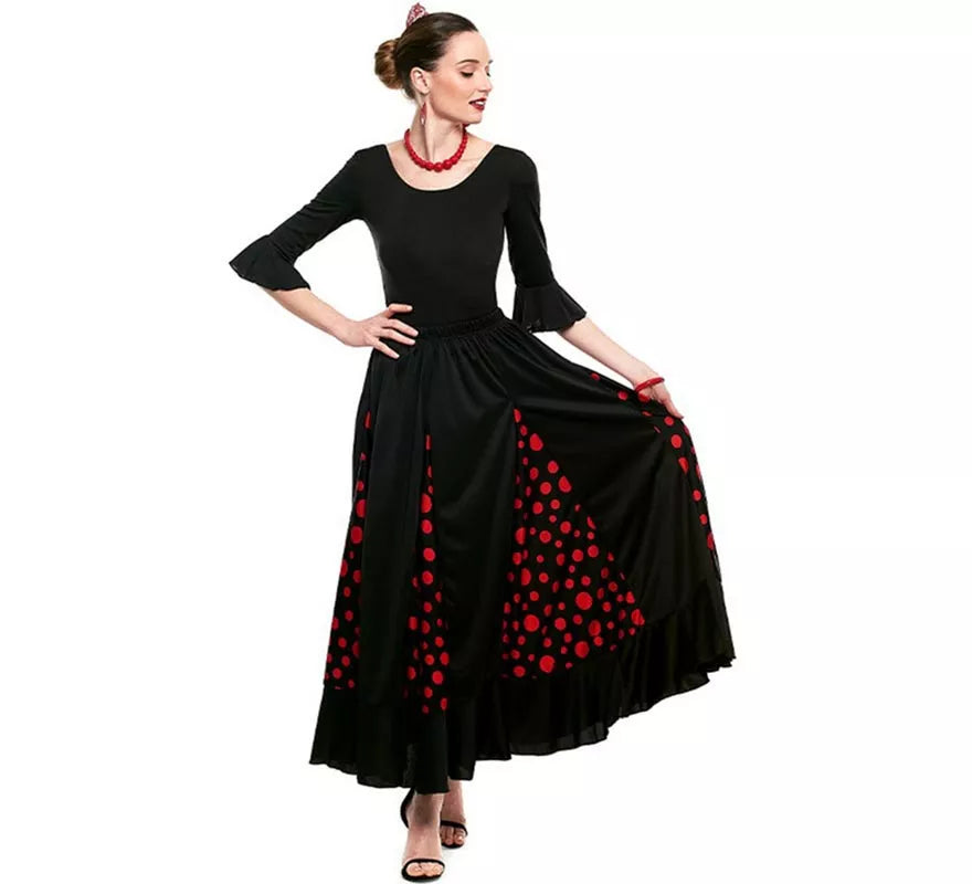 Body o maillot Sevillana Licra con Volante negro para mujer