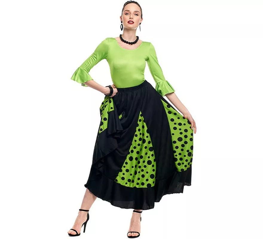 Translation missing: en.Body o maillot Sevillana Licra con Volante verde para mujer