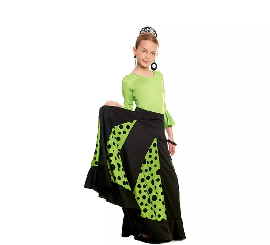 Body o maillot Sevillana Licra con Volante verde para niña