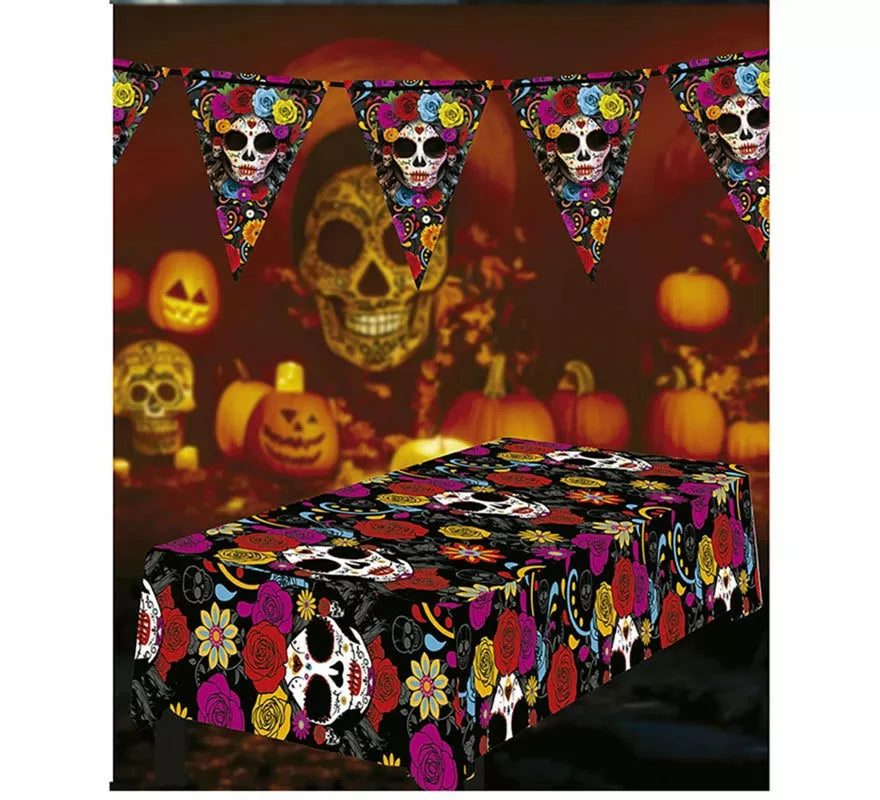 Mantel de Catrina colorida de 137x274 cm