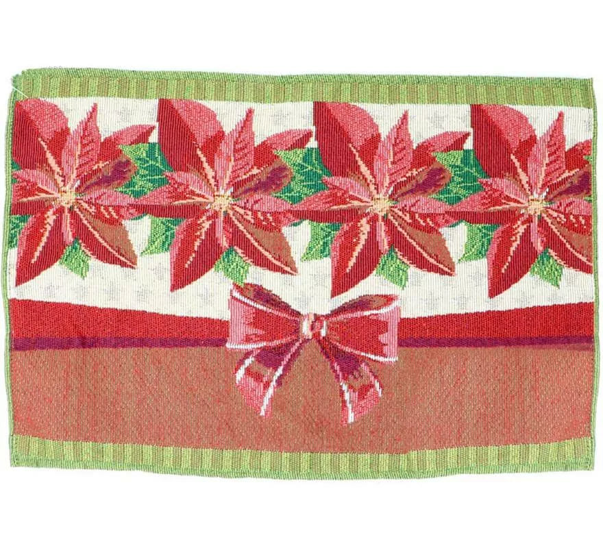 Translation missing: en.Mantel Individual de Poinsettia con Lazos de 48x33 cm