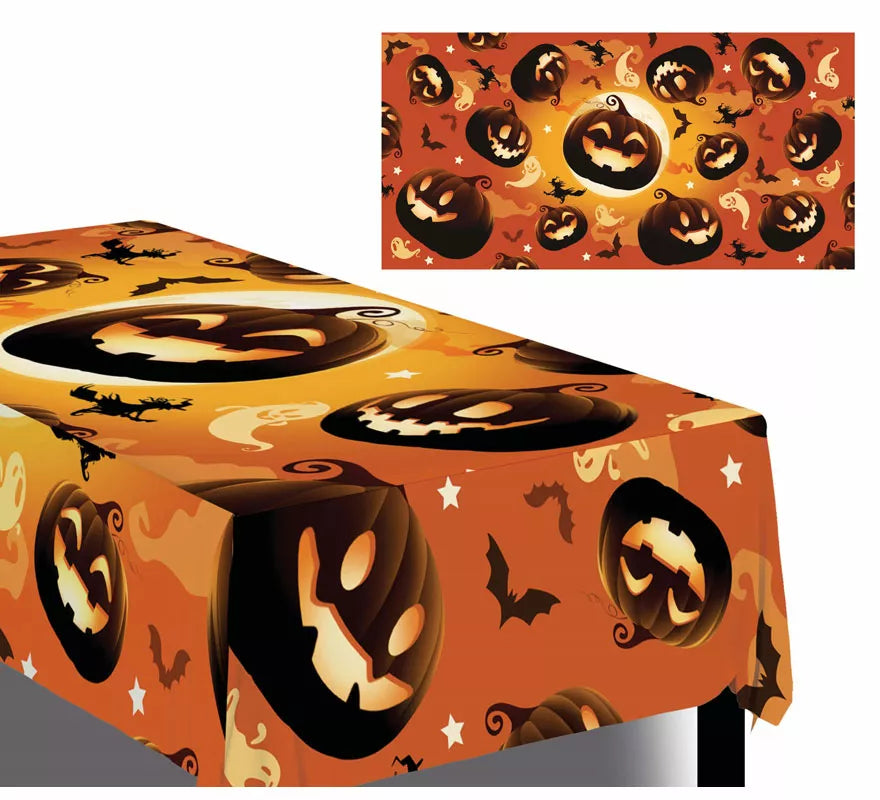 Mantel Naranja Calabazas y Brujas de 137X274 cm