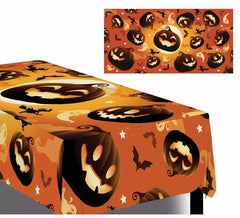 Orange Tablecloth Pumpkins and Witches 137X274 cm