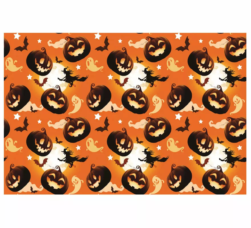 Mantel Naranja Calabazas y Brujas de 137X274 cm