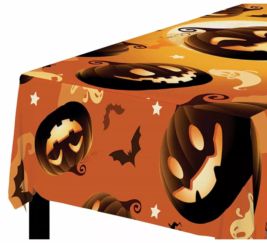 Mantel Naranja Calabazas y Brujas de 137X274 cm
