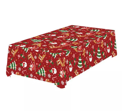 Mantel rojo Figuras de Navidad de 137x274 cm
