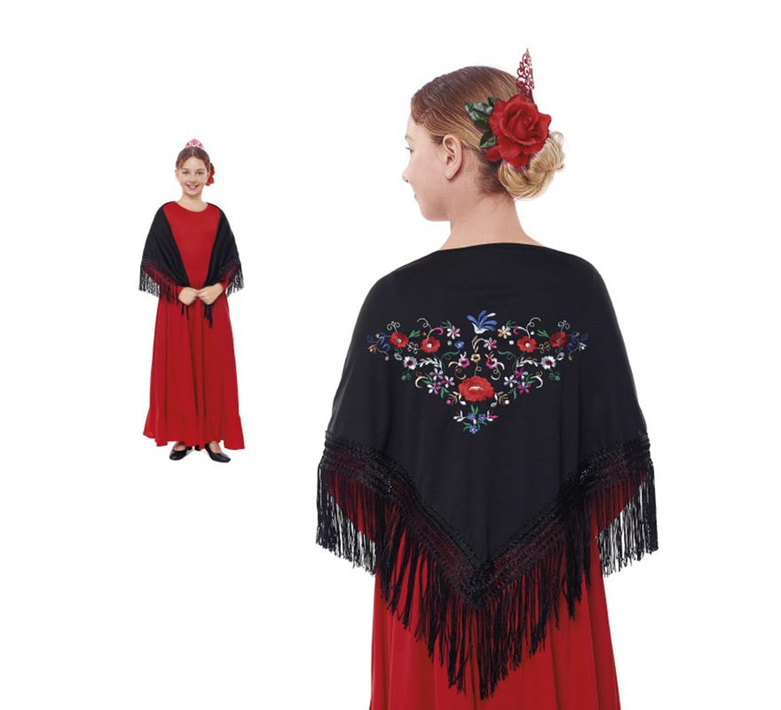Mantón Bordado pequeño negro